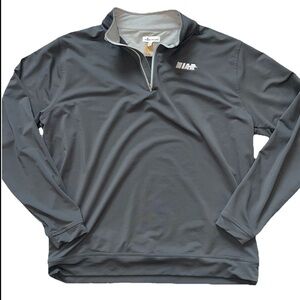 New Peter Millar Perth Performance 1/4 Zip Mens XL Crown Gray Golf Company Logo